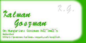 kalman goszman business card